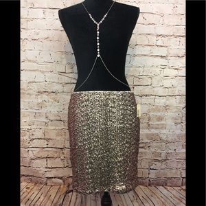 Decree Gold Sequins Skirt Party Special Occasion L